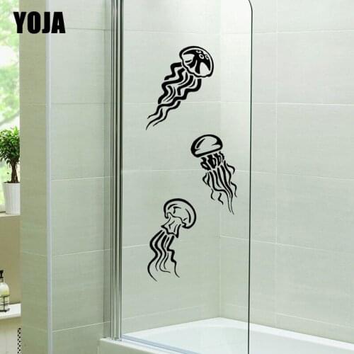 YOJA 28x22.3CM (One Group)Stylish Home Jellyfish Wall Stickers Decorated Bathroom Glass Decal G2-0331