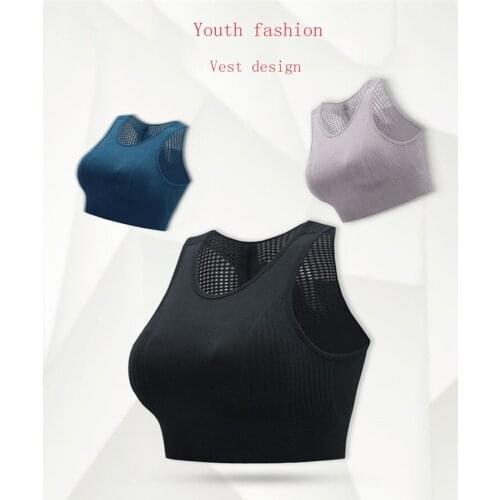 Womens Sexy Yoga Vest Running Sports Underwear, Seamless High Elastic Sports Bra, Removable Cup, No Underwire Breathable