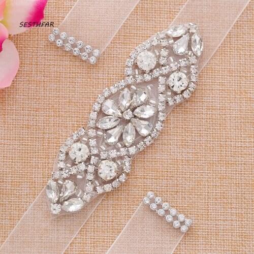 SESTHFAR Bridal Belt Rhinestone Wedding Belt Crystal wedding dress Sash For Wedding Party dress accessories cinturon novia
