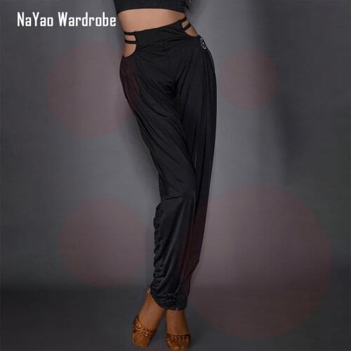 2021 New DX062 Latin Dance Dress Women Striped Waist Latin Dance Pants Ballroom Samba Tango Chacha Belly Dancing Performamnce