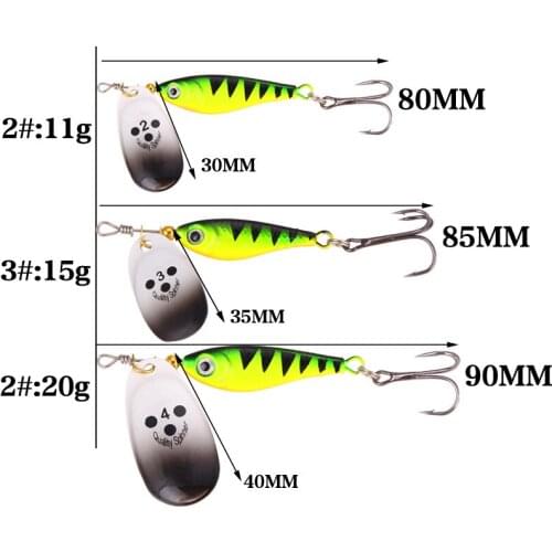 1PCS Rotating Metal Spinner Fishing Lures 11g 15g 20g Sequins Iscas Artificial Hard Bait Crap Bass Pike Fishing Tackle