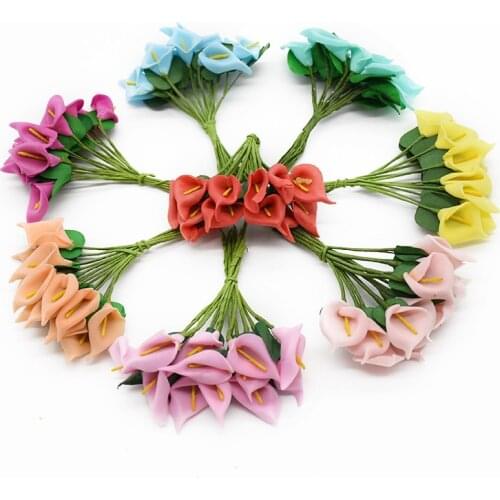 12 pieces Calla lily Wedding decoration Artificial flower Christmas decorations for home Festival Scrapbooking Candy box Garland