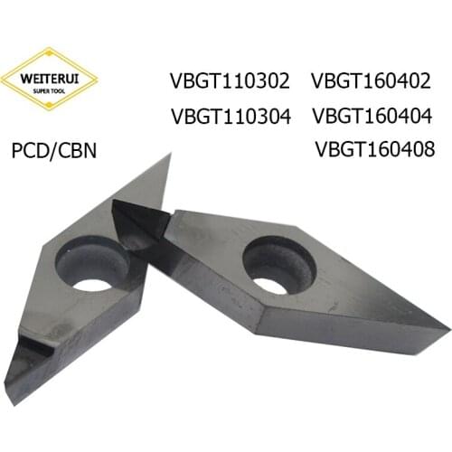 2Pcs VBGT110302 VBGT110304 VBGT160402 VBGT160404 VBGT160408 PCD CBN Diamond Inserts Blade Turning Tool Lathe Tool For CNC
