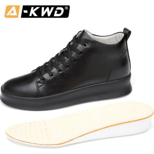2019 Fashion Leather Ankle Shoes for Men Big Size Men High Top Sneakers Elevator Shoes for Men Height Increase 8cm Herenschoenen