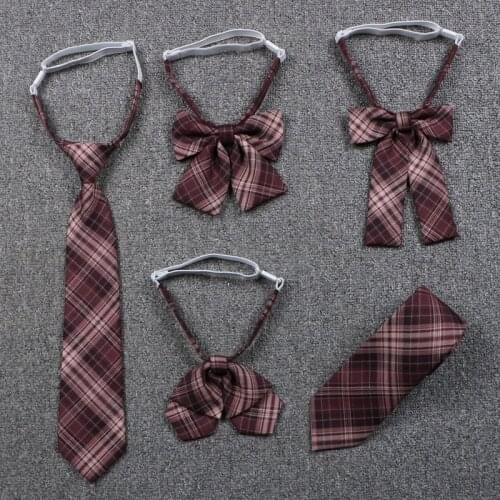 2020 Jk Uniform Red Lattice Bow Tie Cute Japanese/korean School Uniform Accessories Bowtie Design Knot Cravat Necktie Adjustable