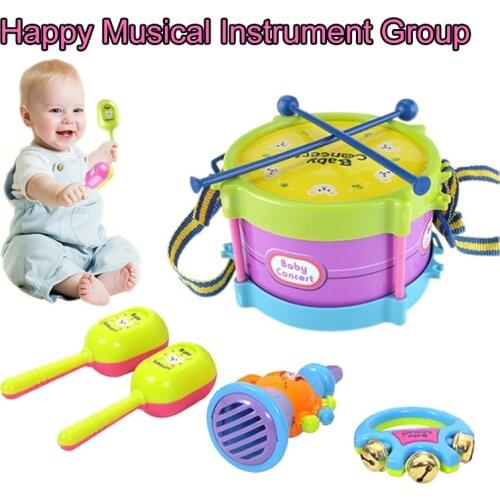 5pcs/set Children Drum Trumpet Toy Music Percussion Instrument Band Kit Early Learning Educational Toy Baby Kids Children Gift