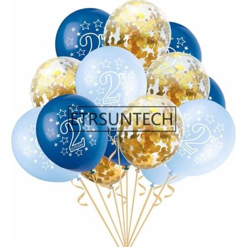 50set Balloons Confetti for Boy Girl 2 Year Old Birthday Party Baby Birthday Balloons Party Accessories