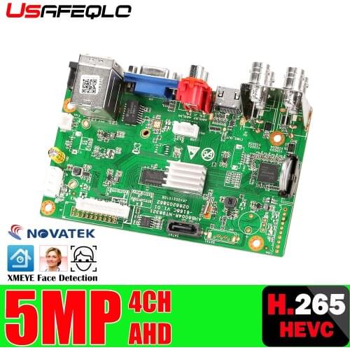 USAFEQLO 6 in 1 AHD CVI TVI IP CVBS IP 4CH CCTV DVR Main Board H.265+ 5MP ONVIF Surveillance Video Detection Recorde Motherboard