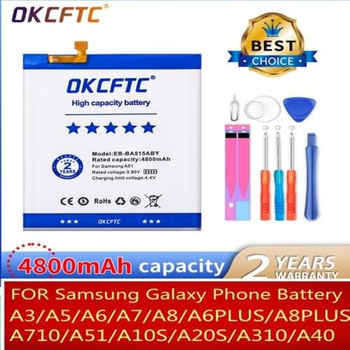 OKCFTC Safety Protection Phone battery For Samsung Galaxy A5 A7 A6 8 Plus a51 a710 Alpha for galaxy A3 310 a10s a40 2019 battera