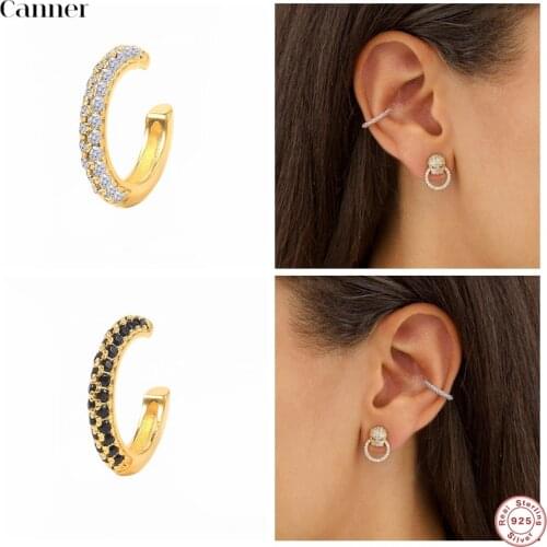 Canner 1pair 925 Sterling Silver Ear Cuff Clip On Earrings No Piercing Texture Cartilage Earbone Earings Fine Jewelry Earcuff W5