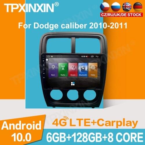 For Dodge caliber 2010 2011+ Android 10.0 6+128G Car GPS Navigation Head unit Multimedia player Auto Radio Tape Recorder IPS DSP