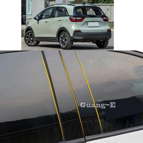 Car PC Material Pillar Post Cover Door Trim Window Piano Black Molding Sticker Plate Parts For Honda Fit Jazz 2020 2021 2022