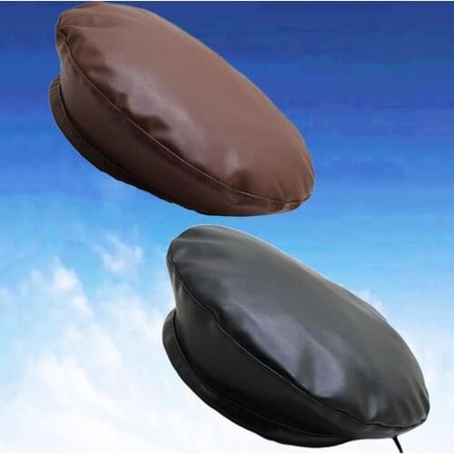 PU Leather Beret French Artist Vintage Women Beret Hat Solid Warm Beanie Winter Hats Ski Cap Lady All-Match Hat Berets