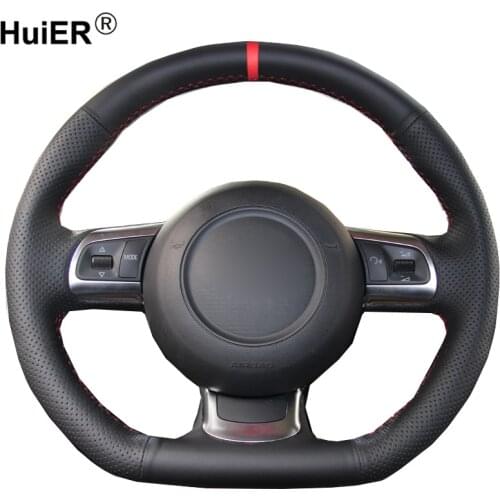 HuiER Hand Sew Car Steering Wheel Cover For Audi TT TTS (8J) 2006-2013 2014 A3 S3 (8P) Sportback 2008-2010 2011 2012 R8 (42)