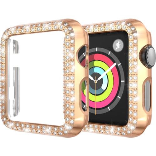 Watch Case for iWatch 4 5 Cover Hard PC Diamond Case for Apple Watch 44mm 40mm 38mm 42mm Series 3 2 1 Protective Bumper Woman