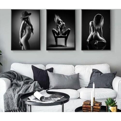 Black Sexy Nude Women Figure Canvas Painting on The Wall Art Poster Prints Wall Pictures for Living Room Home Wall Cuadros Decor