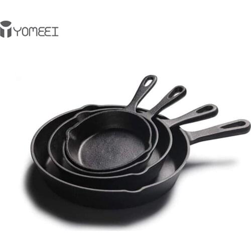 YOMEEI Cast Iron Frying Pan Non-stick Skillet Kitchen Frying Pot Breakfast Pan Omelette Pancake Pot Household Cooking Cookware