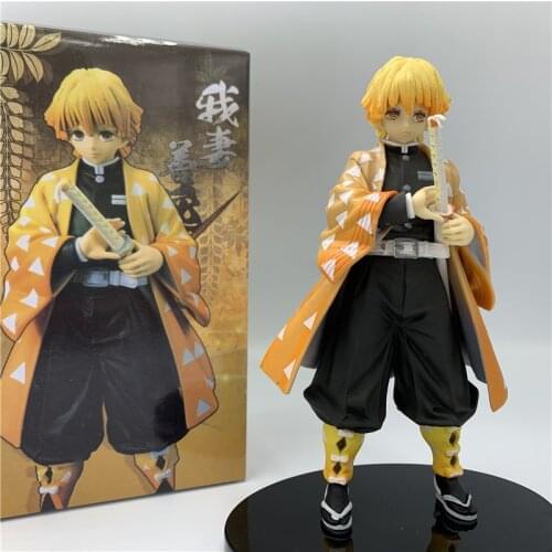 Demon Slayer Agatsuma Zenitsu Shoulder Holding Sword Ver. PVC Action Figure Kimetsu no Yaiba Tanjirou Nezuko Model Collect 17cm