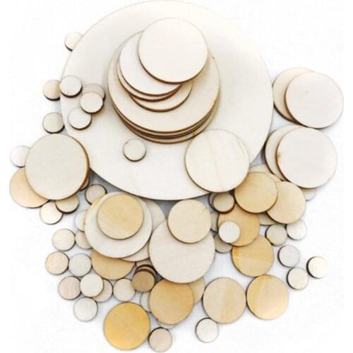 Julie Wang 10-50mm Wood Round Charms Blank Perforated Wooden Slices Pendant Jewelry Making Accessory Decor