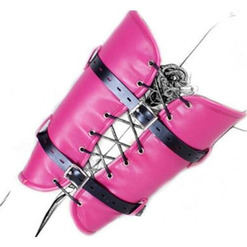 PU Leather Leg Binder Bondage Restraints Slave Lockable Glove Sleeves Ankle Cuff Binder Harness Sex Toys Products BDSM