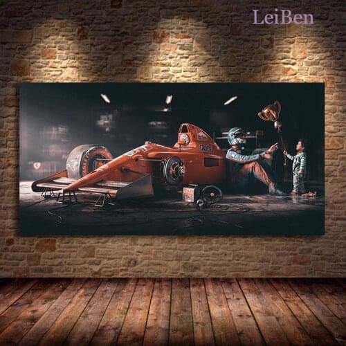 Hd Racing Photography Pictures Father and Son Warm Wall Art Poster Nordic Canvas Painting Modern Home Decoration Bedroom Mural
