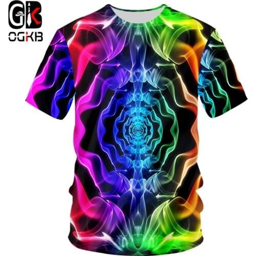 OGKB New Mens Shirts Casual Colorful Smoke O-neck Tshirt Dropshipping Summer China 3D T-Shirt Suppliers Wholesale