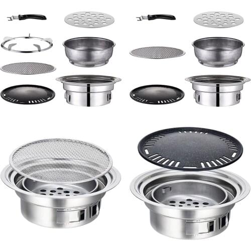 Korean Charcoal Barbecue Grill Household Korean BBQ Grill Non-stick for Home Kitchen Outdoor Garden Barbecue Stove