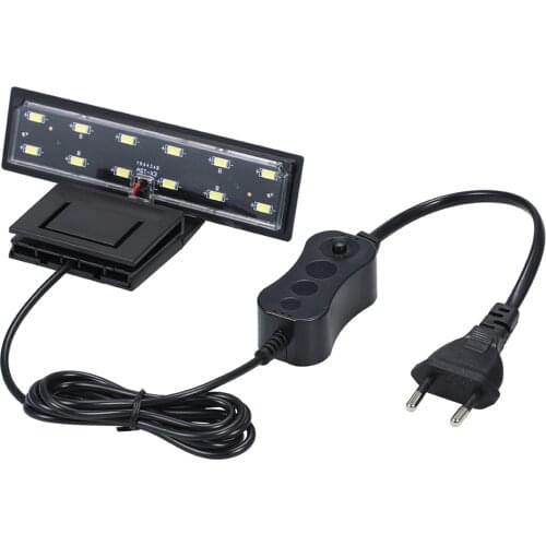 6W 12 LED Aquarium Light Clamp Clip Fish Tank Lamp White Light Portable EU Plug AC220V Light Fish Jar Lamp Aquarium Accessories