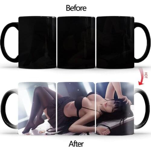 Seduce your beauty Cup Hot Reaction Coffee Cup Creative Color Changing Ceramic Magic Tea Milk Coffee Mug Funny Gift BSKT-074