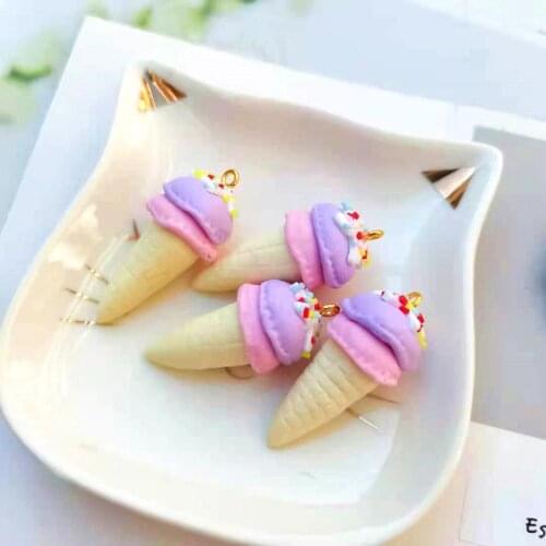 36*18mm 10pcs Sweet Macron soft clay ice cream charms very cute pendant Key chain necklace decoration earring DIY