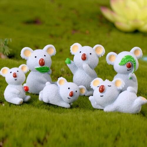 12pcs Fairy Garden Miniatures Mini Koala Bear Animal Garden Decoration Resin DIY Craft Miniature Figurines Party Home Decor