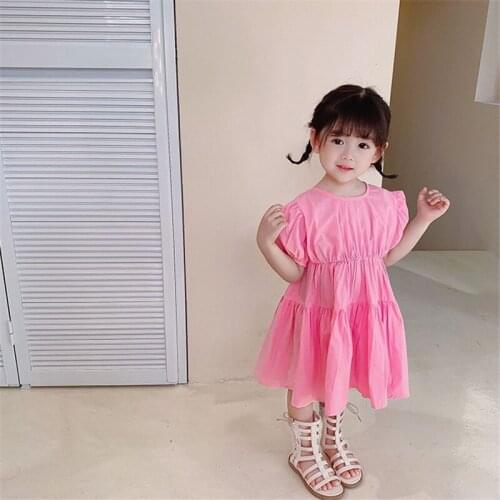 Fashion Little Girl Skirt Summer Open Back Pink Dress Flower Girl Dresses Toddler Girl Clothes 2021 Kids Dresses for Girls Dress