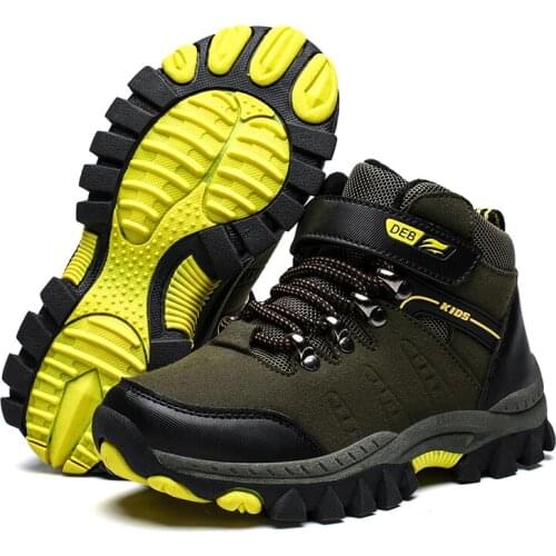 Fashion Boots Kids Running Shoes Army Green Military Training Shoes Walking Basket Boys Hiking Shoes High Top Sneakers