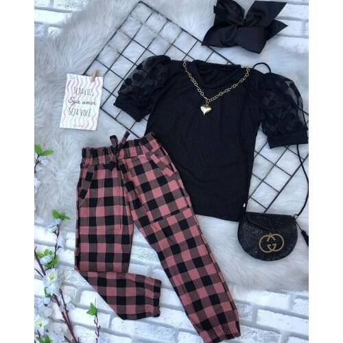 1-4Y Fashion Children Girls Clothing Sets Toddler Kids Girls Lace Short Sleeve Shirts Tops+Plaid Trousers Outfits