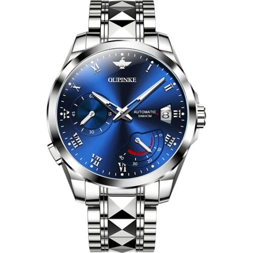 OUPINKE Fashion Trend Automatic Mechanical Movement Mens Watch Tungsten Steel Waterproof Shock Proof Luminous Watch