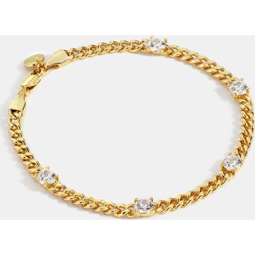 Trendy Gemstone Bracelet for Women with Cuban Chain Copper Female Bracelets As Wedding Birthday Gift Wholesale Bulk 10pcs/lot