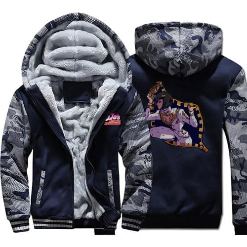 Sticky Fingers JOJO Camo Jackets Men Bucciarati JoJo Bizarre Adventure Coats Japan Anime Jojos Hoodie Winter Thick Sweatshirts