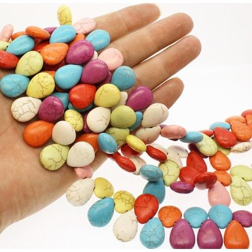 Natural Stone Fashion Beads Semi-precious Stones Colored Egg-shaped Loose Beads For Bracelet Necklace Accessories 50pcs/strip