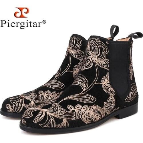 Piergitar 2021 New Handmade Men CHELSEA Boots classic style Horsehair Mens casual boots outfit-perfect for Spring Autumnal wear