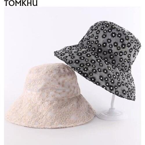 New Harajuku Flower Embroidery Fisherman Bucket Hats Female Summer Thin Breathable Section Korean Sun Hats Beach Bape Cap Girl