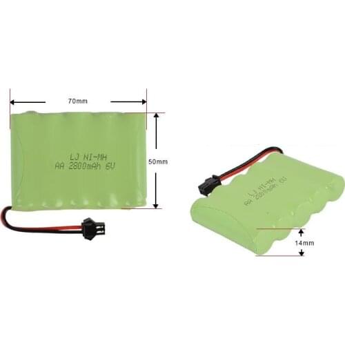 Ewellsold 6v 2800mAh Ni-MH rechargeable battery with SM 2P Plug for RC car RC truck RC boat RC tank 2pcs/lot
