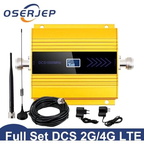 OSERJEP 4G LTE Mobile Signal Booster Repeater 1800Mhz Cellphone Cellular GSM 1800 MHz Cell Phone LCD Display + Sucker Antenna