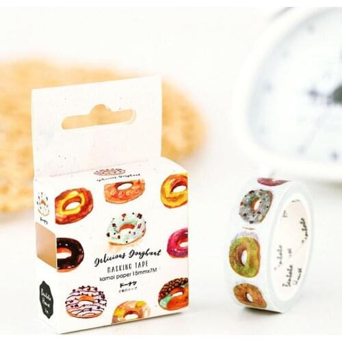 S41 1.5cm Wide Delicious Donuts Paper Washi Tape Adhesive DIY Scrapbooking Sticker Label Masking Tape Correction Tape Gift