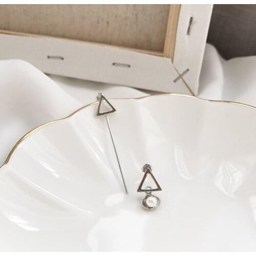 Silver pearl long slender tassel Real Silver earrings, Korean temperament long earrings, strings, simple, earrings