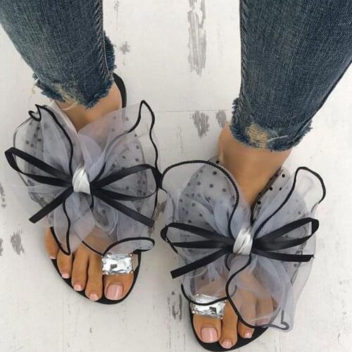 Large Sizes 42 Leisure Beach Vacation Comfortable Flat Summer Women Shoes Flip Flops Slippers sandals women 2020 Bowknot