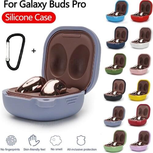 Silicone Earphone Protective Case for Galaxy Buds Pro Full Cover Shock-Proof Skin Shell Box for Samsung Buds Pro with Carabiner