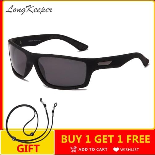 LongKeeper Classic Polarized Sunglasses With Glasses Rope Men Driving Fishing Sport Sun Glasses UV400 Male Mirror Goggle