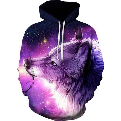 Funny Wolf 3D men and women long-sleeved hoodie hoodies street wear hip-hop jackets