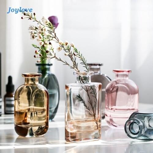 Joylove Vase Glass Transparent Flower Vases For Homes Dry Flower Aromatherapy Desktop Living Room Decoration Home Nordic