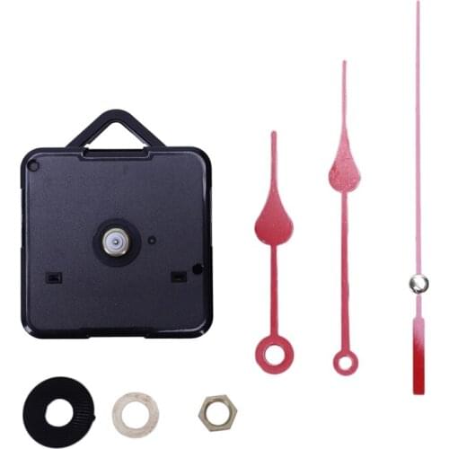 Replacement Wall Clock Repair Parts Pendulum Movement Mechanism Quartz Clock Motor With Hands & Fittings Kit(Black+Red)
